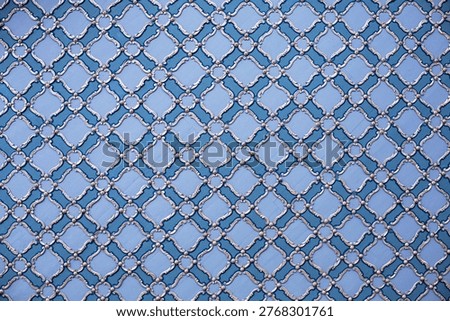 Ornate Blue Geometric Tile Pattern With Repeating Lattice And Floral Motifs Architecture indoor wall background