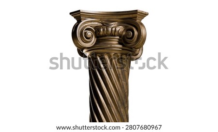 Ornate bronze ionic column with spiral fluted shaft and decorative capital