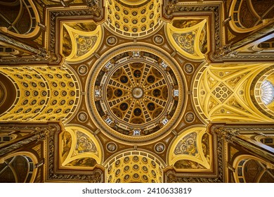 Ornate Dome Ceiling of Basilica of St Josaphat, Symmetrical Interior View - Powered by Shutterstock