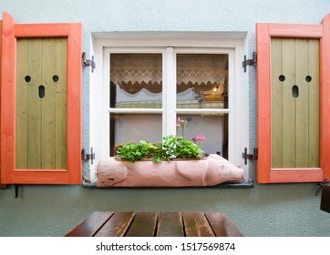 Ornate Flower Box On A Window Ledge In The Ancient City Of Tallinn, Estonia