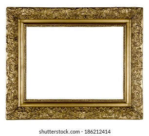 Ornate Gold and Bronze rectangular wooden frame. Vintage frame isolated on white background - Shutterstock ID 186212414