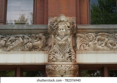Ornate Limestone Frieze in Downtown Asheville