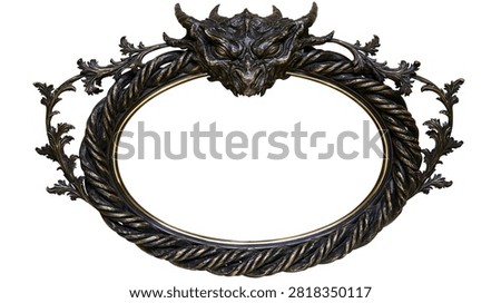 Ornate oval mirror frame featuring a detailed dragon head and twisted rope design