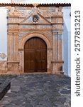 Ornate portal of the church Nuestra Señora de Regla  at Pajara, Fuerteventura