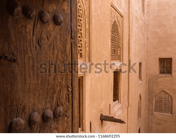 Ornate Wooden Door Interior Jabrin Fort Stock Photo Edit