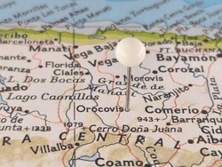 Orocovis, Puerto Rico Map Marked By A White Tack.
