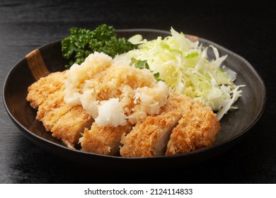 Oroshi tonkatsu is tonkatsu and grated daikon radish on top.