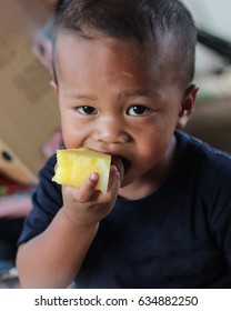 Orphan Poor  Eating Watermelon