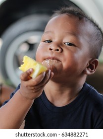 Orphan Poor  Eating Watermelon