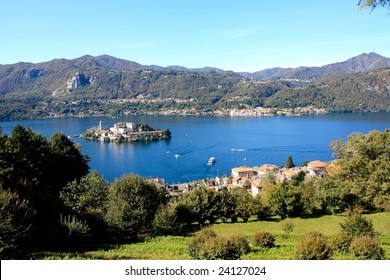 Orta Lake And Island In Northern Italy