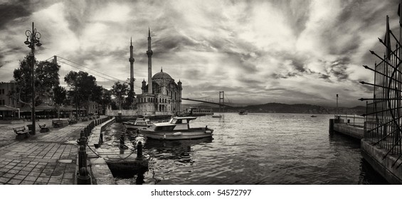 Ortakoy Mosque and  Bosphorus Bridge, Istanbul Turkey