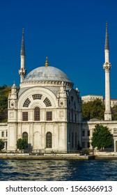 Ortakoy Mosque On The Bosphorus In Istanbul, Turkey. This Baroque Revival Architecture Mosque Was Opened At 1856.