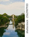 Orthez. France. Old Bridge.  Medieval fortified bridge over the Gave de Pau river