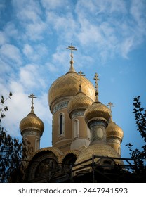 Orthodox Church domes and steeples, Bucharest, Romania, Europe