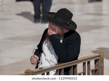 Orthodox Jewish man near the Western Wall in Jerusalem. Israel