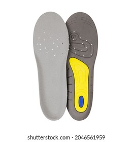 Orthopedic Insoles Isolated On White Background. Two Sides Of An Orthopedic Insole In One Photo