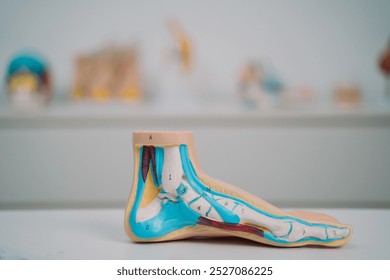 In the orthopedics clinic, the doctor used a model to illustrate human foot anatomy, highlighting the importance of bone and joint health in effective medicals and health care. - Powered by Shutterstock