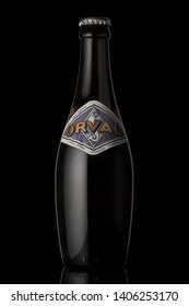 Orval Trappist Beer Bottle Isolated Black Background  Editorial Only 