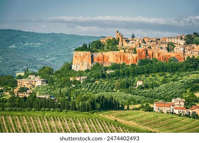 Orvieto, Italy. Historical hilltop old town of Orvieto, tuff city, view of the medieval walls and towers of the city. - Powered by Shutterstock