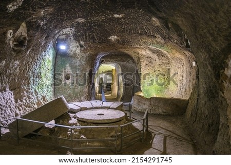 Orvieto, Umbria, Italy at the ancient and medieval underground tunnels below the city.