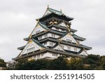 Osaka Castle, Osaka city, Japan, summer landscape vibrant view with a blue sky, Osakajo castle building, Kansai region, Osaka prefecture, travel to Japan