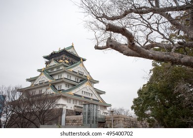 Osaka Castle Japan In Winter Season 