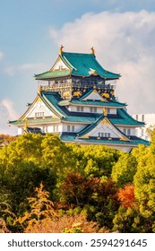 Osaka Castle at sunset, Japan