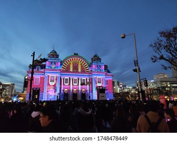 Osaka, Japan 24/12/2019 : Christmas Lights Festival In Osaka, Colorful And Spectacular.