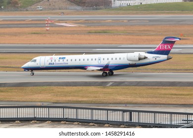 Osaka, Japan. December 7, 2018. Ibex Airlines Bombardier CRJ-700 Reg.JA06RJ Taxi To Gate Terminal After Land At Osaka Itami International Airport