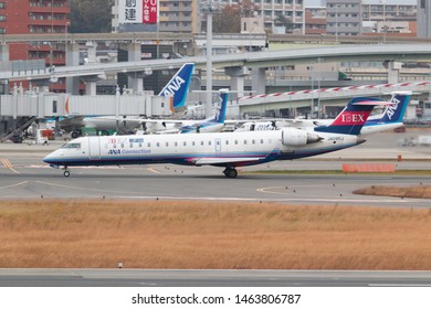 Osaka, Japan. December 7, 2018. Ibex Airlines Bombardier CRJ-700 Reg. JA09RJ Running For Take Off From Osaka Itami International Airport