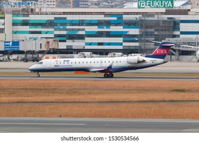 Osaka, Japan. December 7, 2018. Ibex Airlines Bombardier CRJ-700 Reg. JA09RJ Running For Take Off From Osaka Itami International Airport