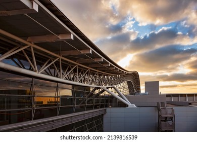 Osaka, Japan - Jan 27, 2014: Kansai International Airport Architecture Exterior Japan Travel