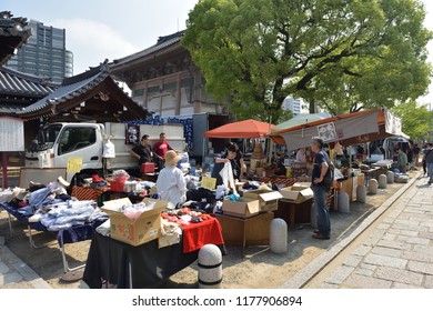 OSAKA, JAPAN - MAY 21, 2016: Second Hand Market In Shitennoji Temple In Osaka, Japan