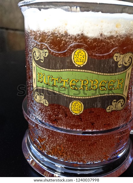 Osaka, Japan\
- Nov 5, 2018:Mug with butter beer\'s name in Wizarding World of\
Harry Potter at Universal Studios\
Japan.