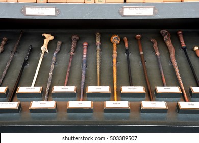 OSAKA, JAPAN - SEPTEMBER 26 2016: Variety Magic Wand From Harry Potter Is One Of The Popular Souvenir For Visitor At Universal Studios Japan (USJ).