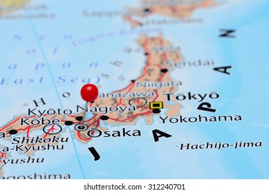 Osaka Pinned On A Map Of Asia