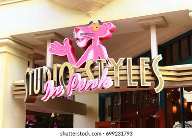 Osaka,JAPAN - 14 Apr, 2017: Shop Sign Of The Pink Panther Store In Universal Studios JAPAN.