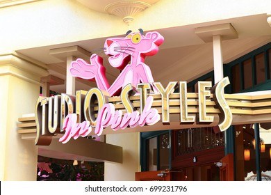 Osaka,JAPAN - 14 Apr, 2017: Shop Sign Of The Pink Panther Store In Universal Studios JAPAN.