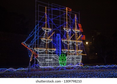 Osaka,Japan - 29 December 2018 : Osaka Castle Decorated In Reminiscent Of Japan During The End Of Edo Period To Meiji Restoration In Western-inspired Installations