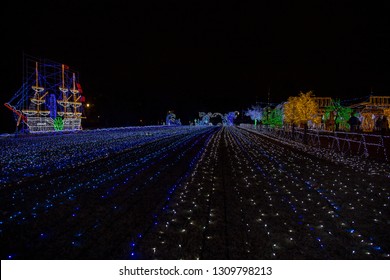 Osaka,Japan - 29 December 2018 : Osaka Castle Decorated In Reminiscent Of Japan During The End Of Edo Period To Meiji Restoration In Western-inspired Installations