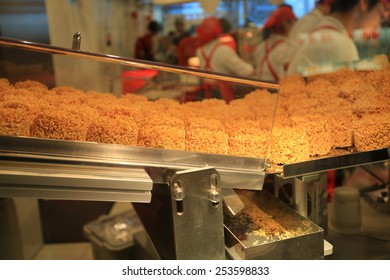 OSAKA,JAPAN; OCT 21: noodles product line in Instant Ramen Museum in osaka on 21 october 2014.it is a museum dedicated to instant noodles and Cup Noodles, as well as its creator , Momofuku Ando