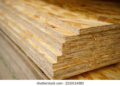 OSB sheet. Oriented strand board, sheet material is used in construction. hardware store. - Shutterstock ID 2210114383