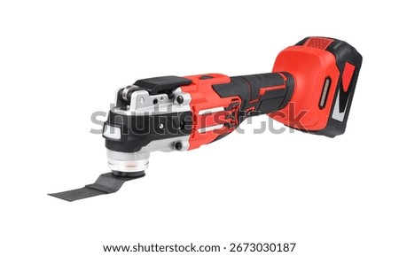 Oscillating multi-tool innovative tool designed for versatile cutting and sanding tasks isolated on white background.