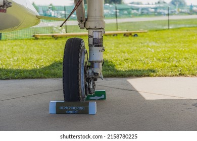 OSHKOSH, UNITED STATES - Jul 25, 2021: A closeup of the Warbird wheel with remembering snort stop