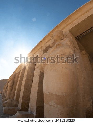 Osiride statues of Hatshepsut at the upper terrace of The Temple of Hatshepsut, a mortuary temple built during the reign of Pharaoh Hatshepsut of the eighteenth dynasty of Egypt  Сток-фото © 
