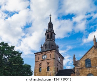 Oslo Cathedral Is The Main Church For The Church Of Norway Diocese Of Oslo Located In Downtown Oslo, Norway. Famous Public Space