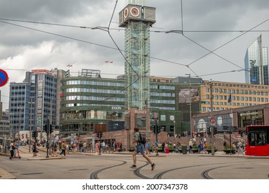 Oslo, Oslo  Norway - 07.12.2021: Dark Clouds Above Oslo City Centre