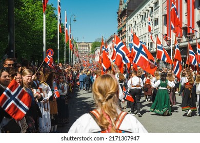 Oslo, Norway - 17 May 2022: People Celebrate National Constitution Day In Norway.