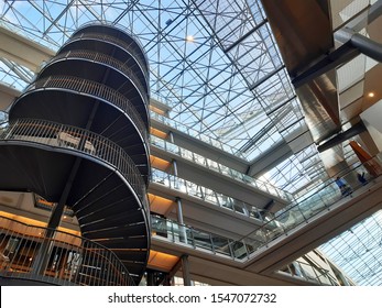 Oslo, Norway –October 4, 2019: BI Norwegian Business School Interior. Entrance And Lobby Of Norwegian Business School 