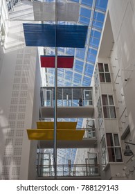 Oslo, Norway April 2017: Inside View Of Architecture In Oslo University Hospital Rikshospitalet